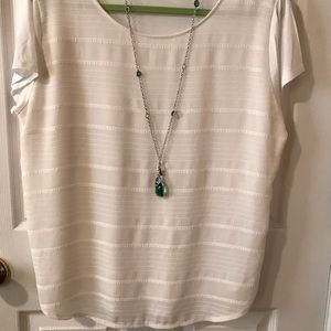 Ann Taylor Cream Short Sleeve Shirt